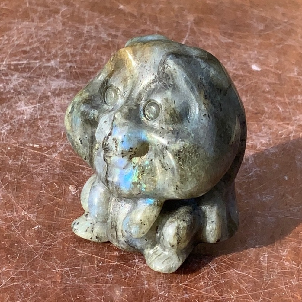 LABRADORITE HAND CARVED CARTOON RABBIT
